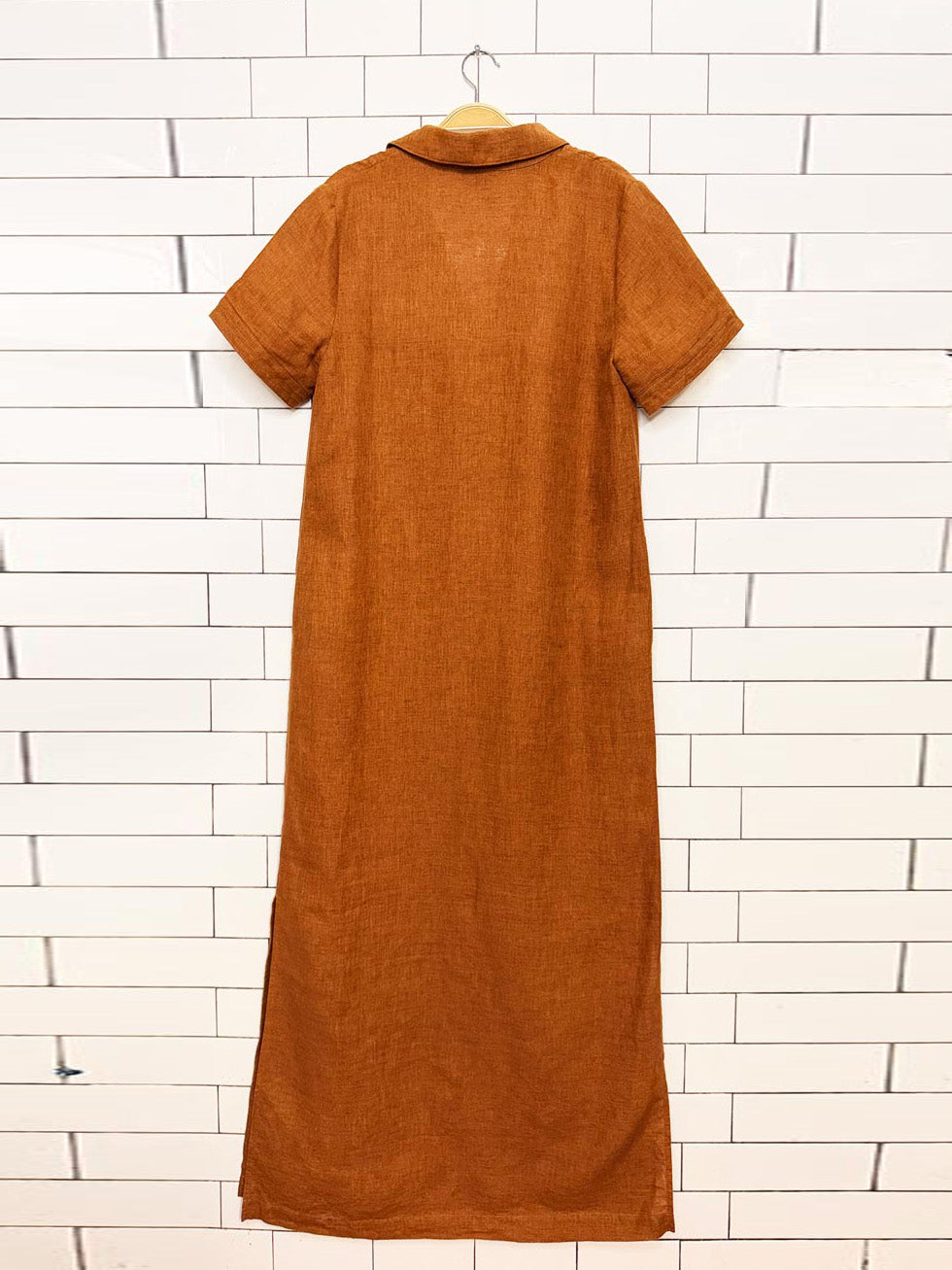 banana republic 100% cruise linen collared maxi dress