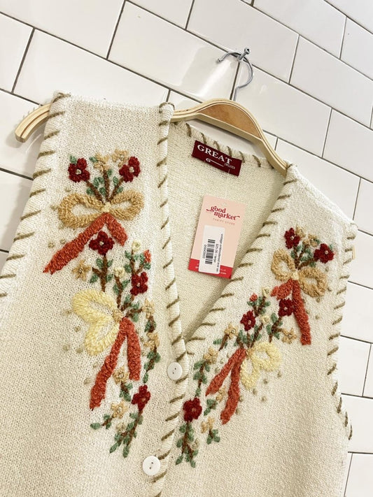 vintage embroidered knit vest - good market thrift store