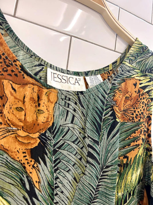 vintage 90s jessica jungle scene maxi dress - good market thrift store