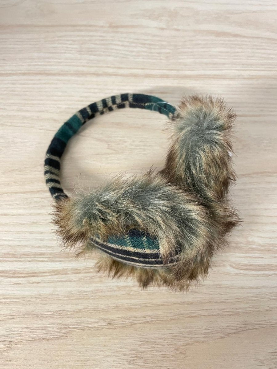 nwt faux fur plaid ear muffs - good market thrift store