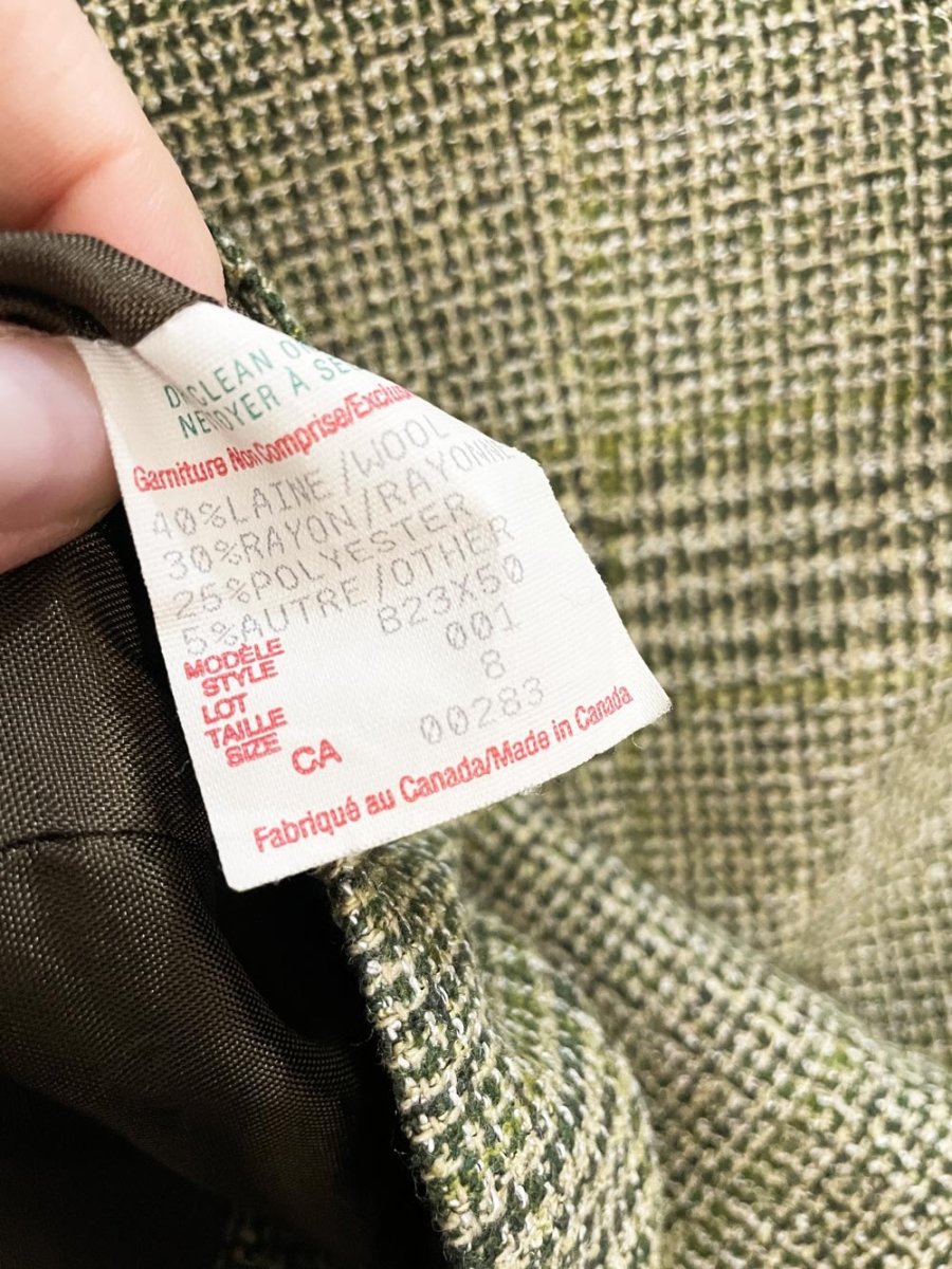 vintage clichy wool - blend houndstooth minimal zip jacket - good market thrift store