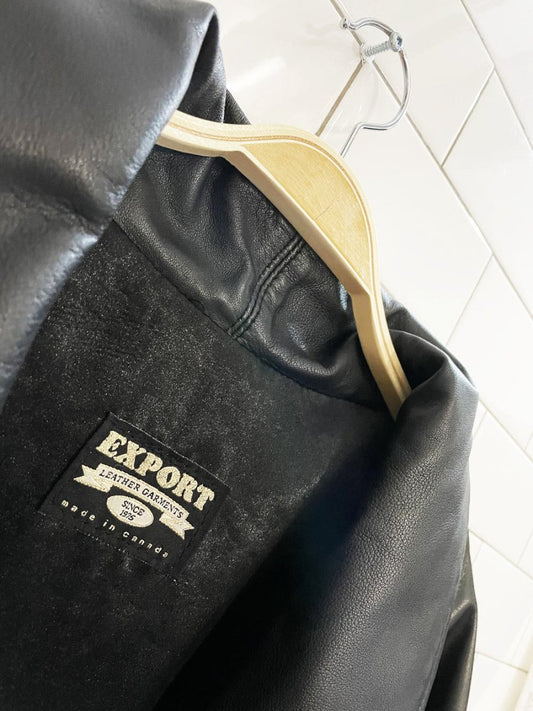 vintage 80s export butter leather oversized jacket - good market thrift store