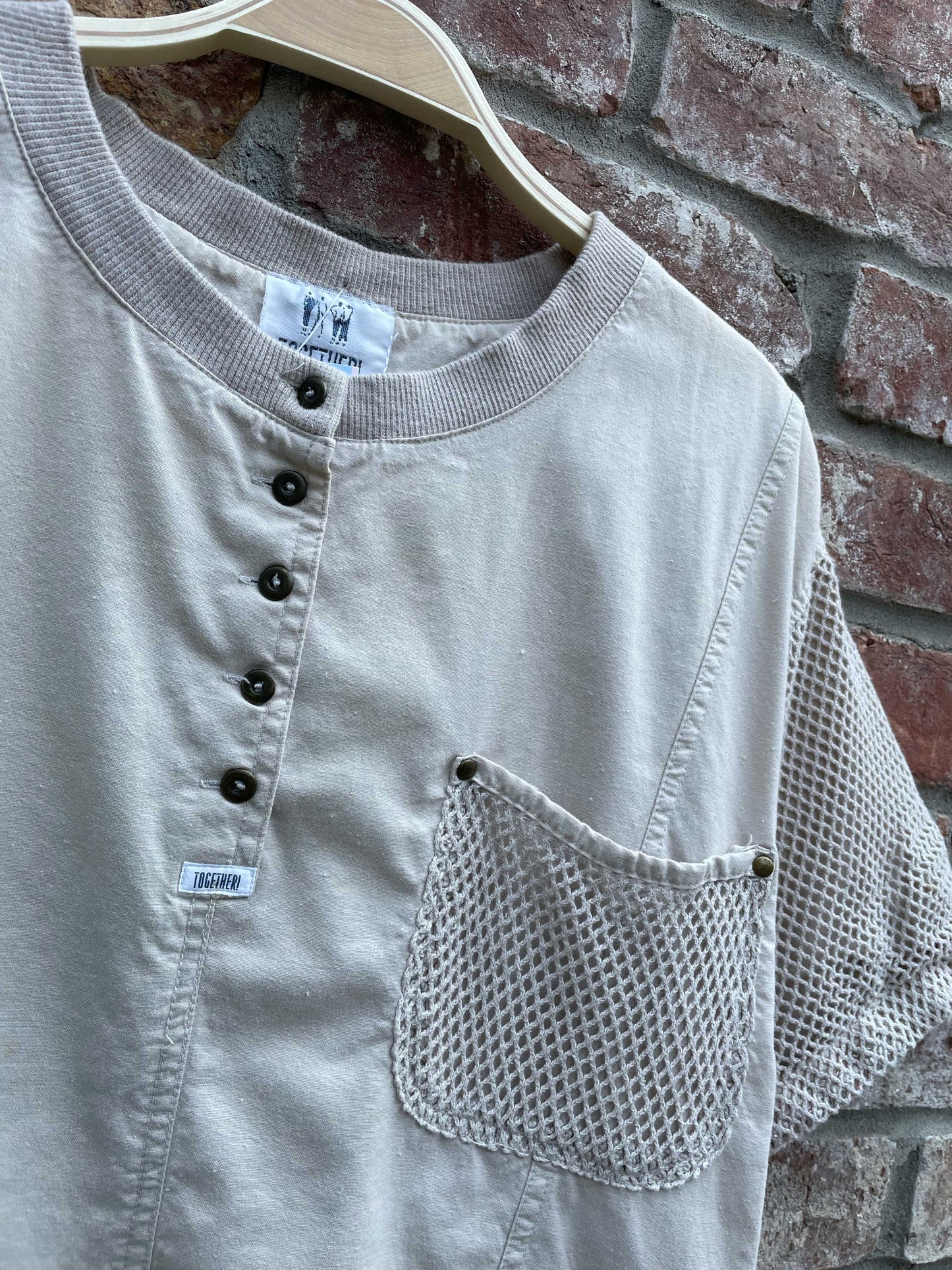 vintage 80s together crochet mesh pocket tee