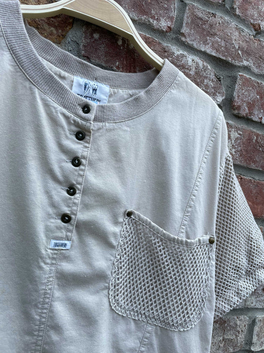 vintage 80s together crochet mesh pocket tee