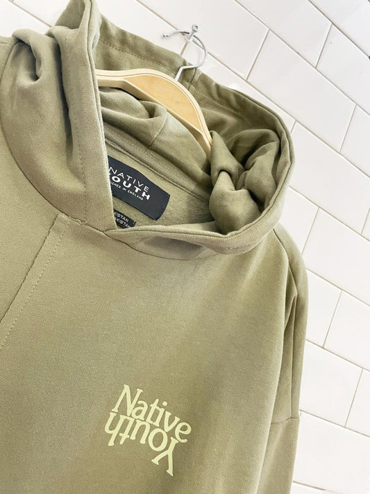 UO x native youth piers asymmetrical fleece hoodie - good market thrift store