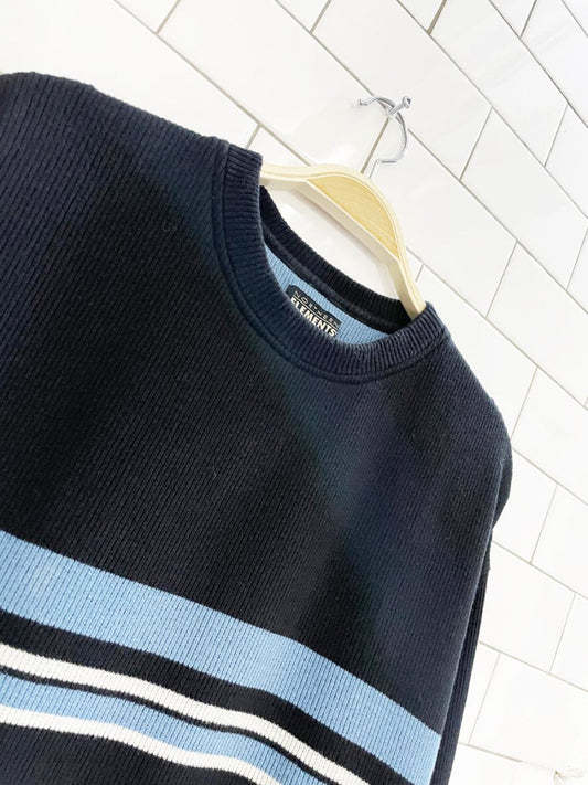 y2k northern elements big chest stripe ribbed sweatshirt - good market thrift store