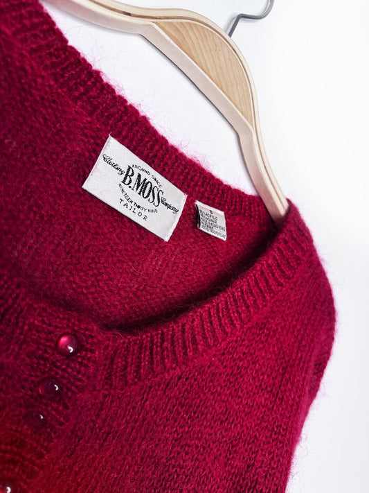vintage 90s b moss mohair-blend cropped knit cardigan