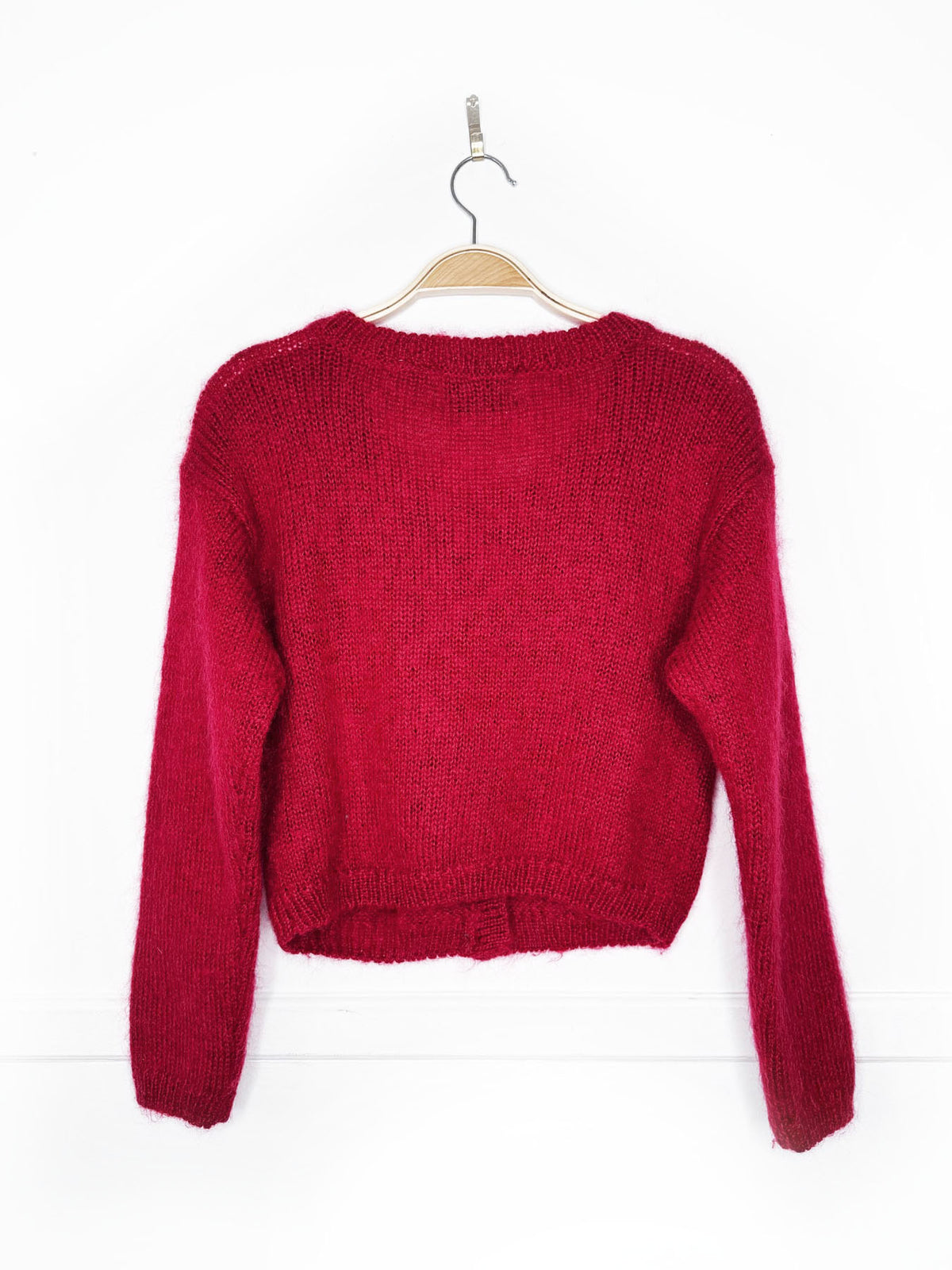 vintage 90s b moss mohair-blend cropped knit cardigan