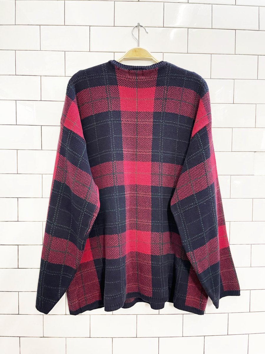 vintage 00s tabi check cotton - knit sweater - good market thrift store