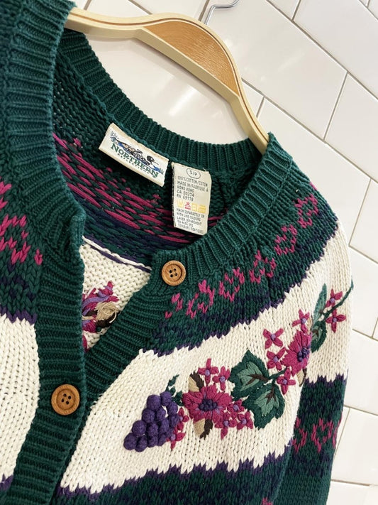 vintage 90s northern reflections fall fair isle knit cardigan - good market thrift store