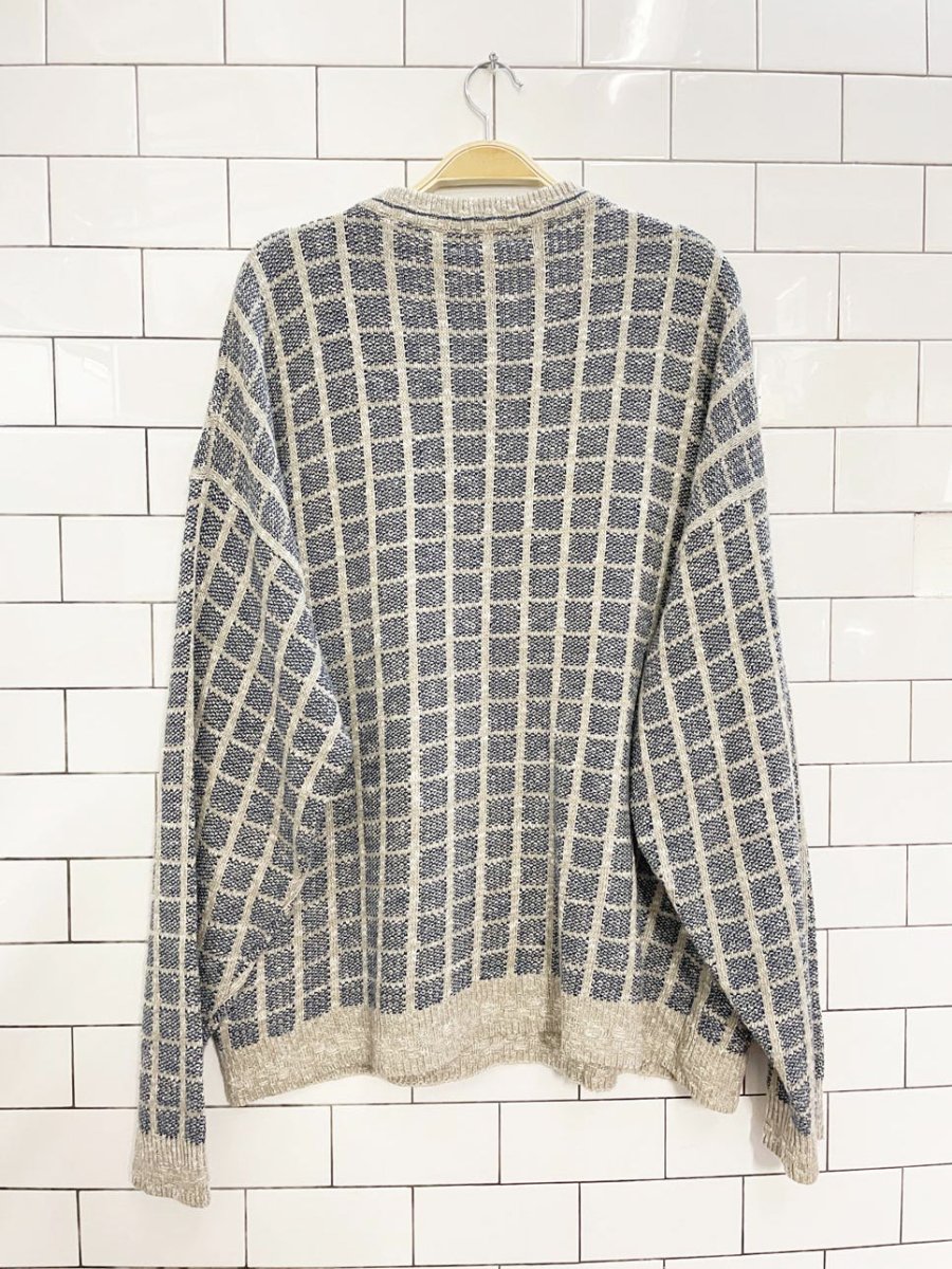 vintage avamrata linen - blend windowpane knit sweater | harry rosen - good market thrift store