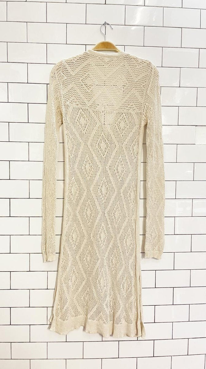 free people crochet full button festival midi dress - good market thrift store