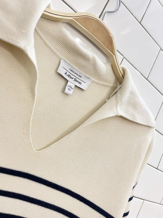 & other stories collared sailor stripe relaxed knit sweater - good market thrift store