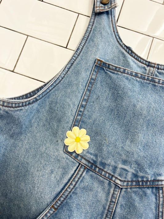 bluenotes rework flower patch denim overalls jumper - good market thrift store