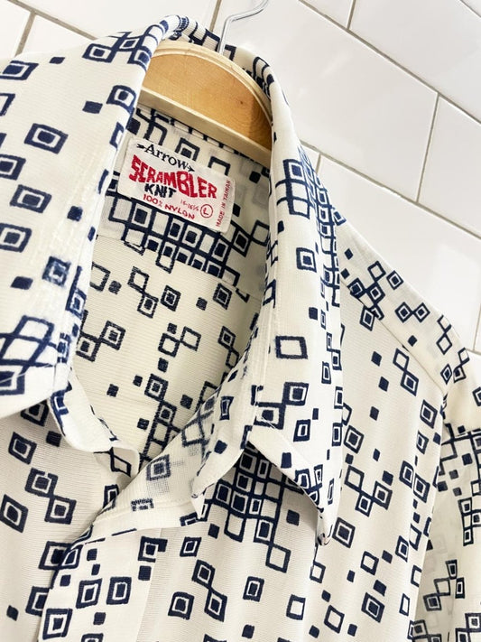 vintage 70s arrow scrambler poly knit shirt - good market thrift store