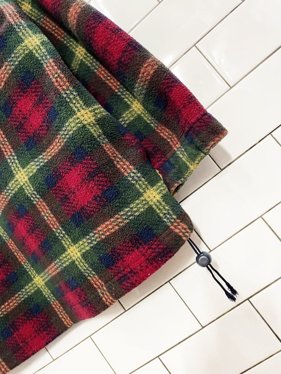 vintage 90s cherokee 1/4 zip plaid fleece pullover - good market thrift store