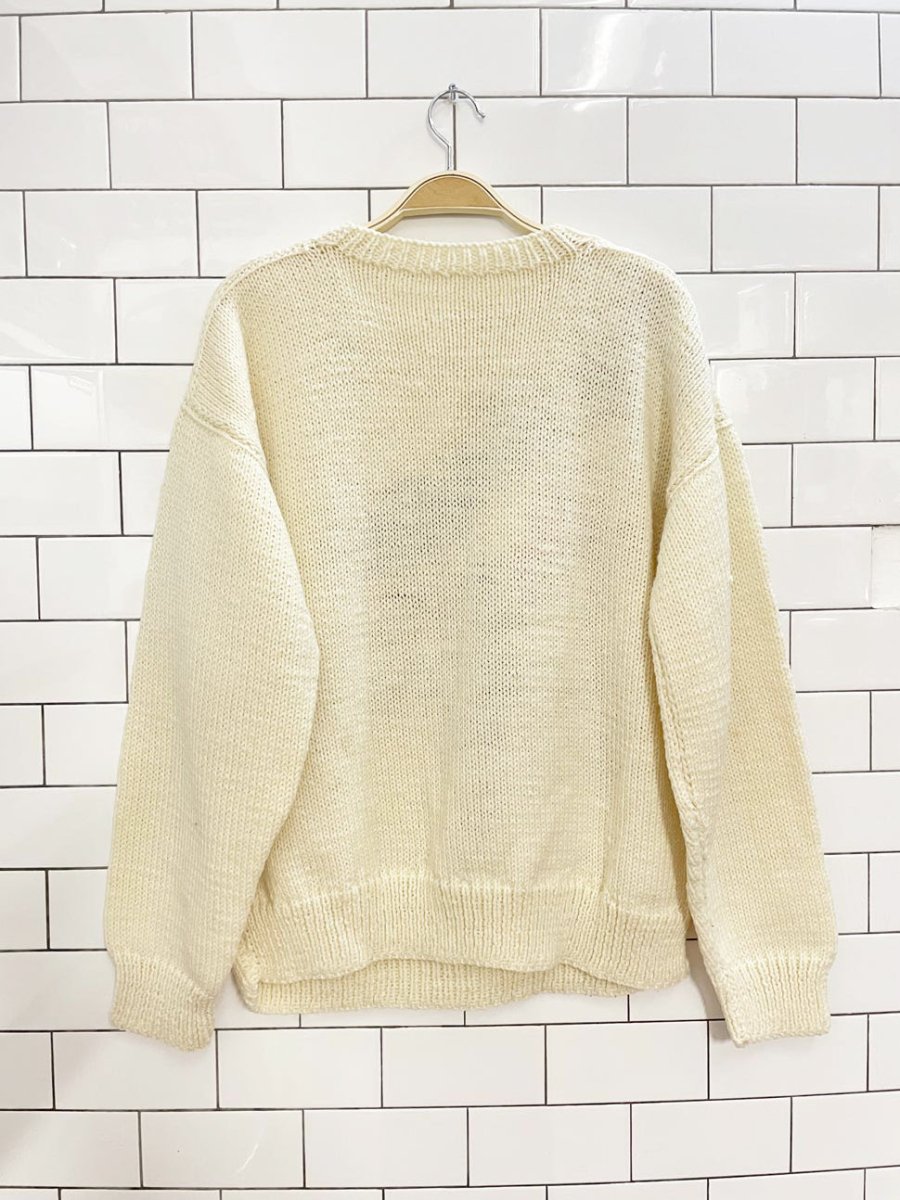 vintage hand - knit fall leaves knit sweater - good market thrift store