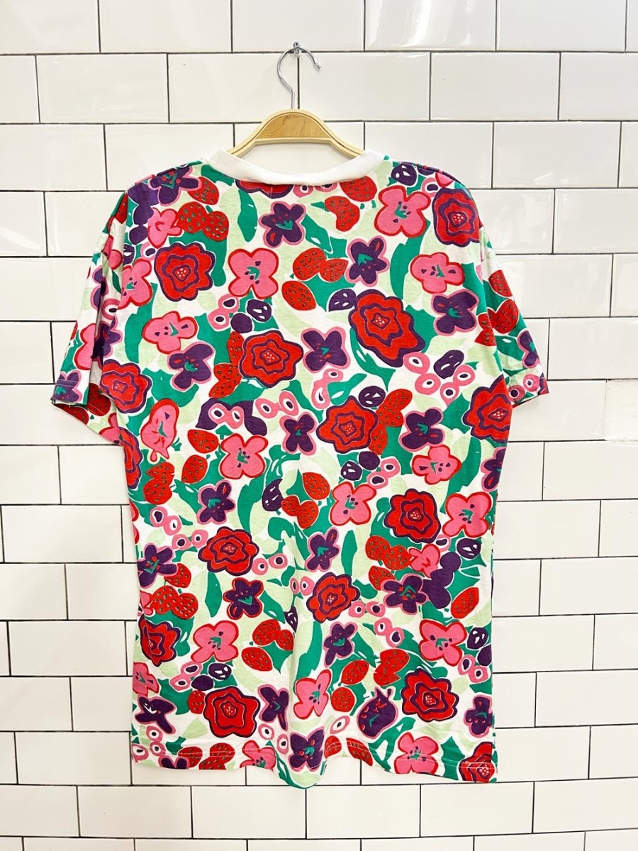 vintage 80s shebop retro floral graphic tee - good market thrift store
