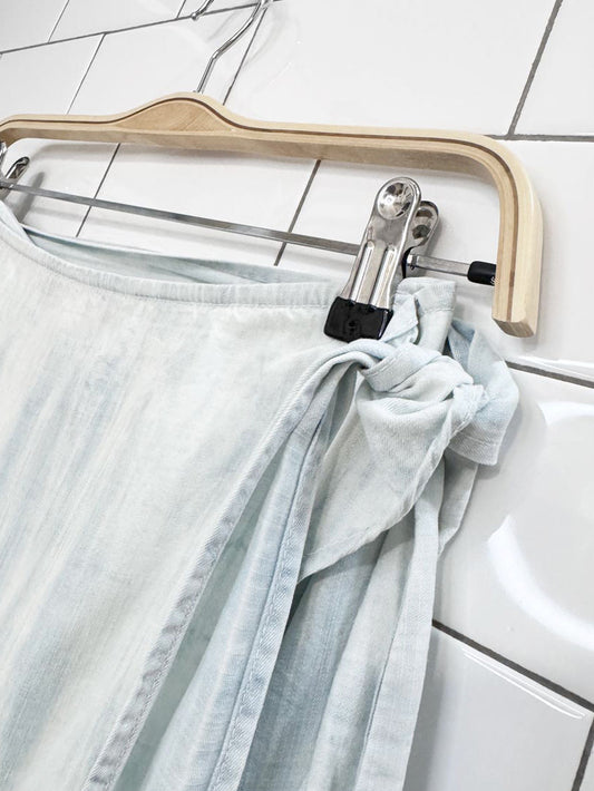 cloth & stone cali stripe wrap denim chambray midi skirt | anthropologie