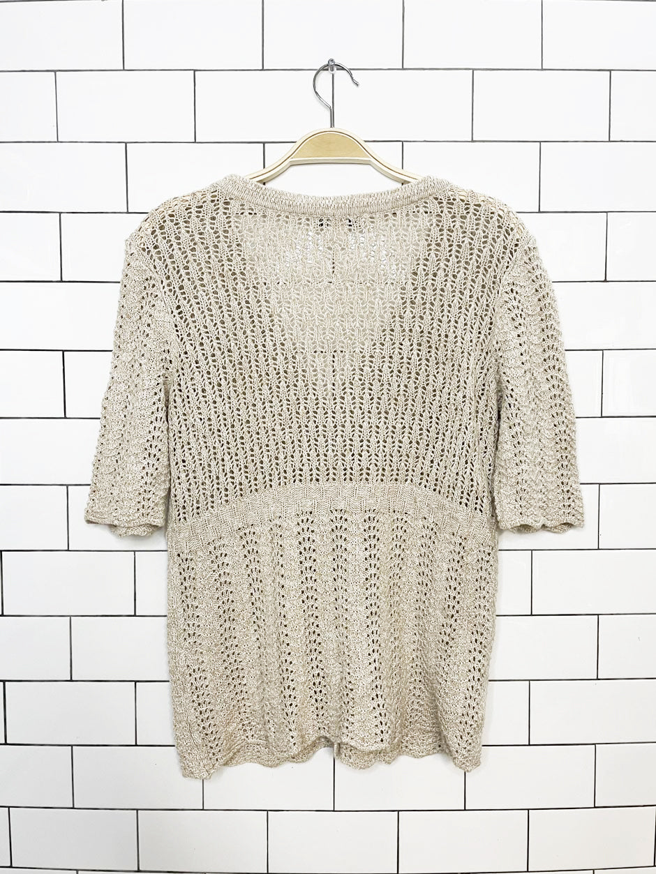 vintage christopher & banks loose crochet knit cardigan top