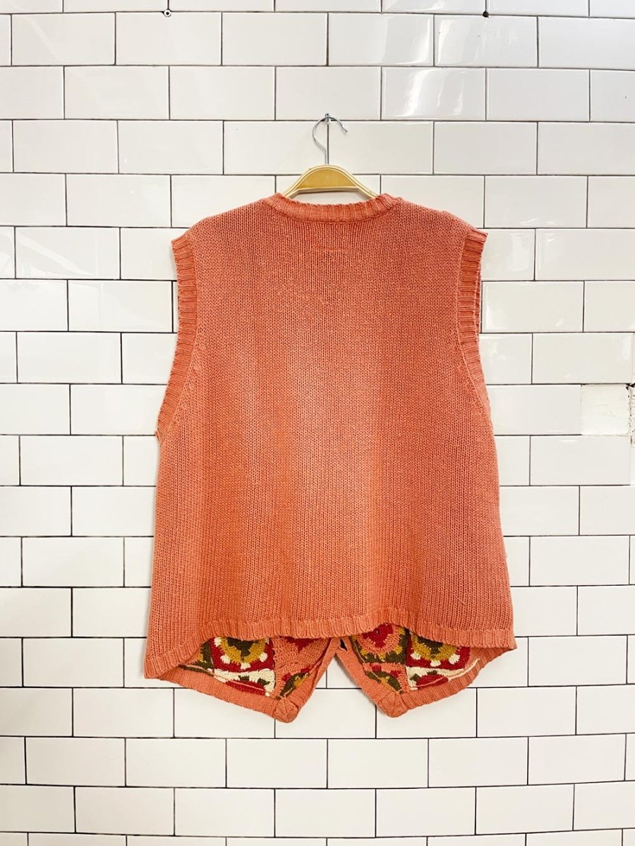 vintage 90s linen - blend crochet knit vest | cambridge country store - good market thrift store