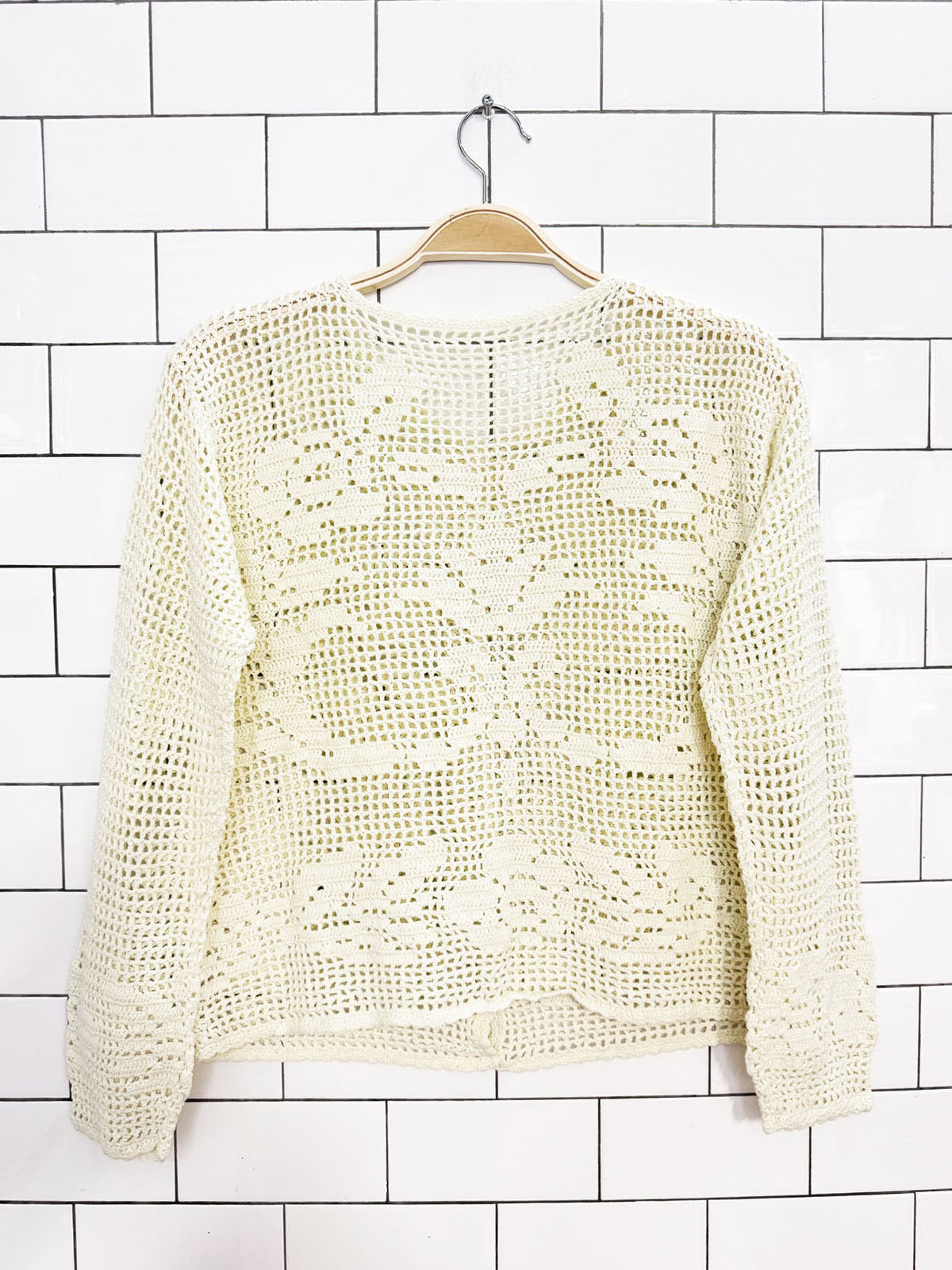 floral crochet knit cardigan top