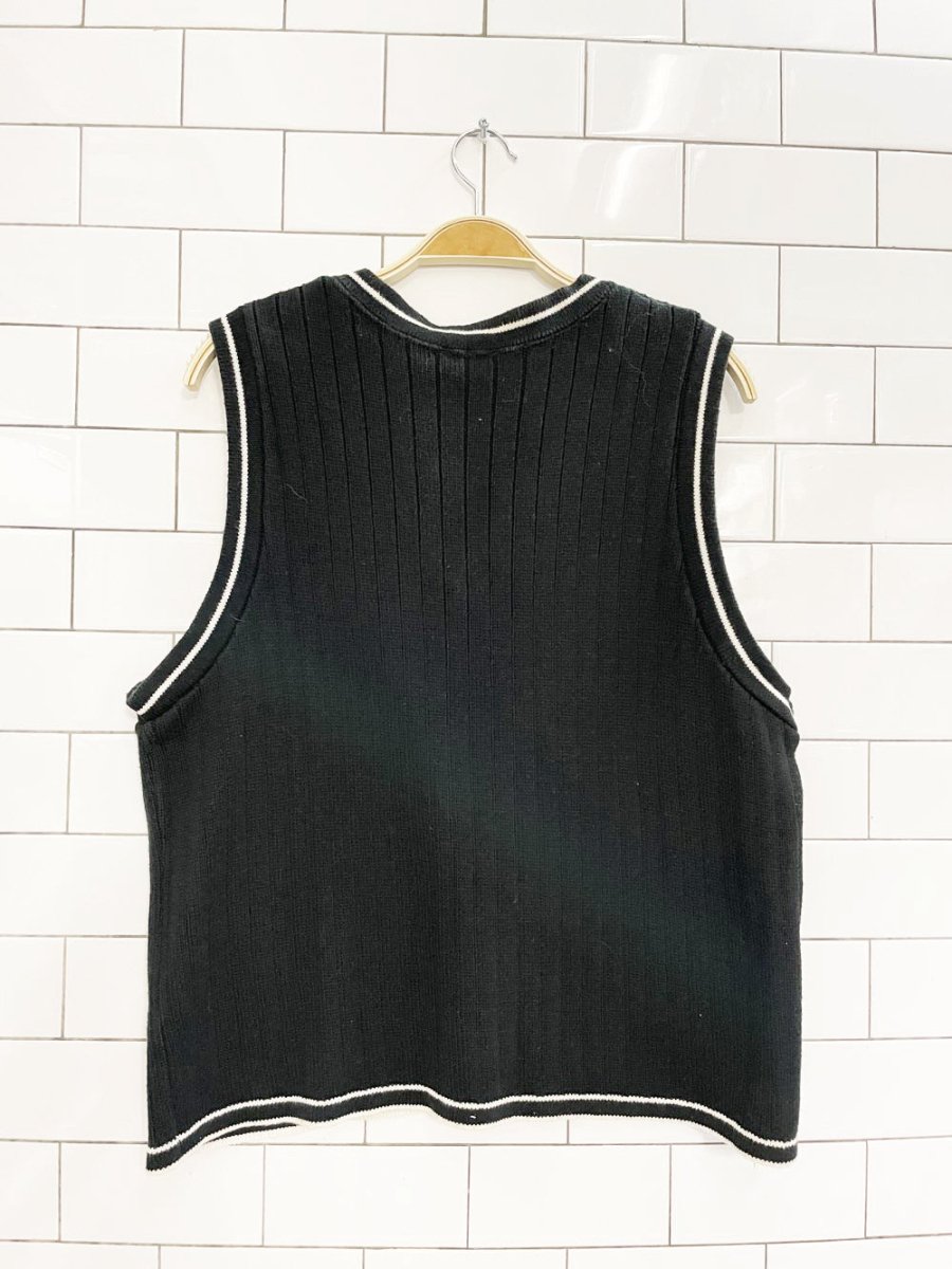 vintage 90s NR varsity stripe chunky rib knit sweater vest | northern reflections - good market thrift store