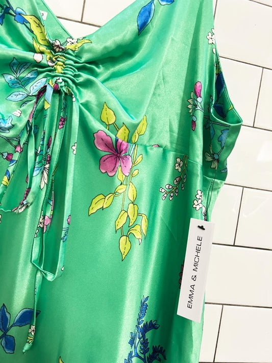 nwt emma and michele satin floral maxi dress - good market thrift store