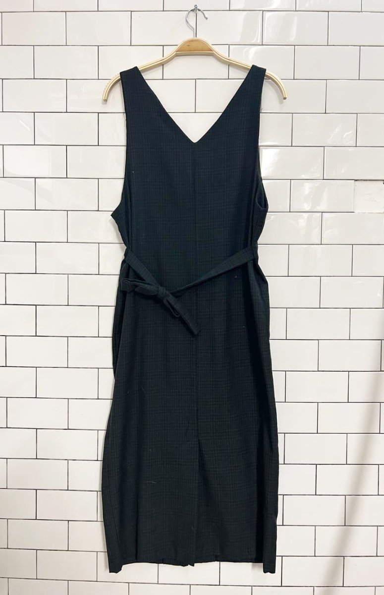 vintage 80s militaires equipements plaid full button midi dress - good market thrift store