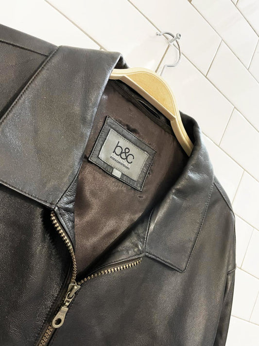 vintage 00s bod & christensen soft leather bomber jacket | b&c essentials - good market thrift store
