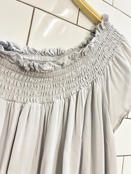 sunday best smocked off shoulder mini dress - good market thrift store