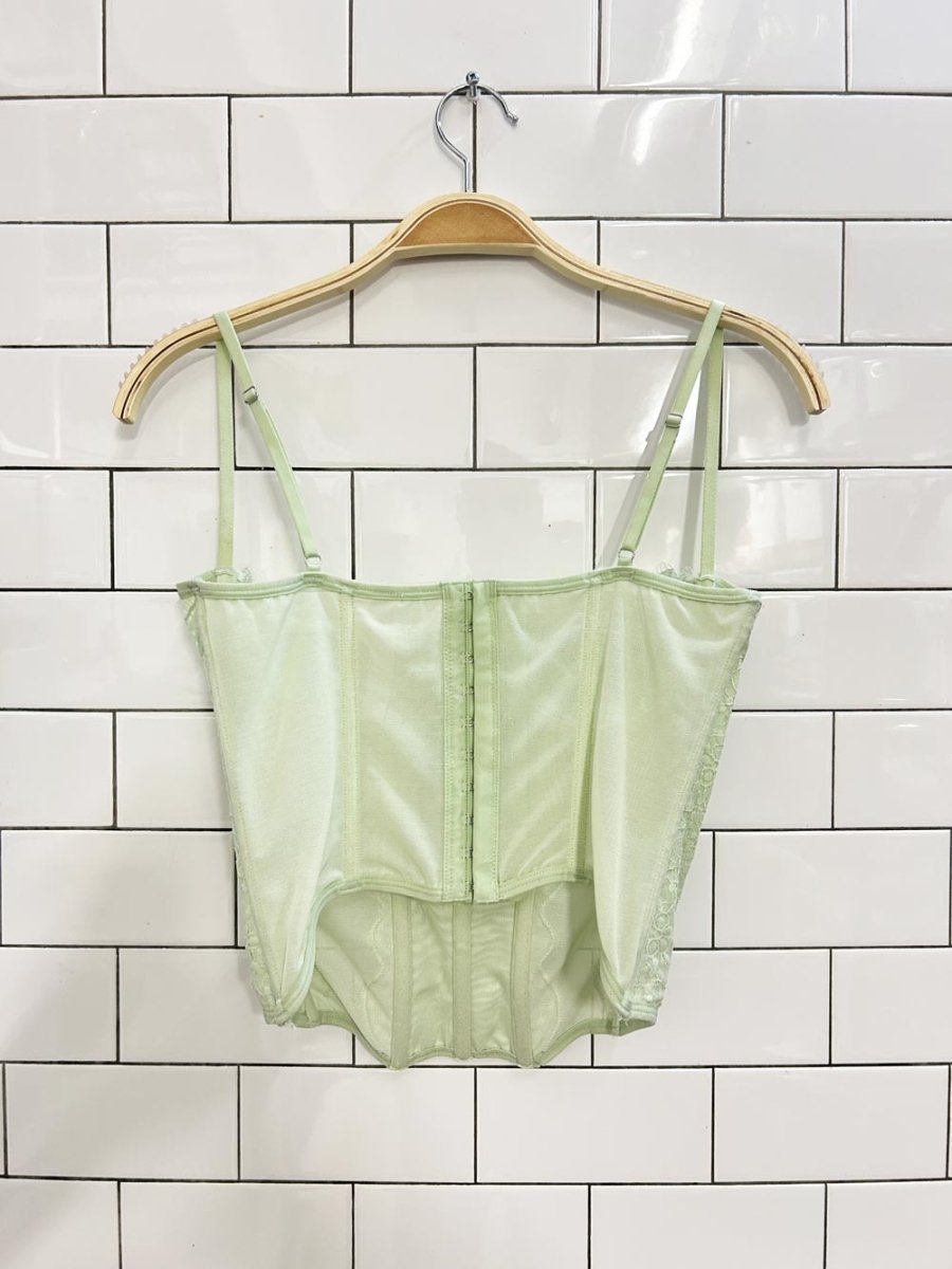 UO out from under lucy green floral lace corset top - good market thrift store