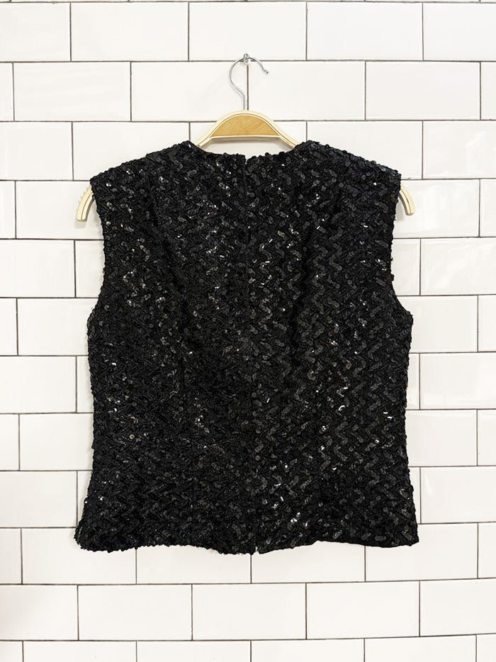 vintage 70s algo original sleeveless fitted sequin top
