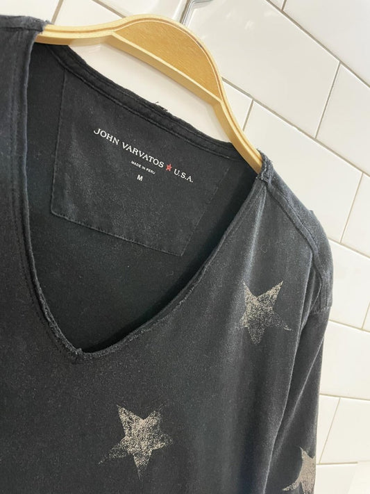 john varvatos star print v - neck tee - good market thrift store