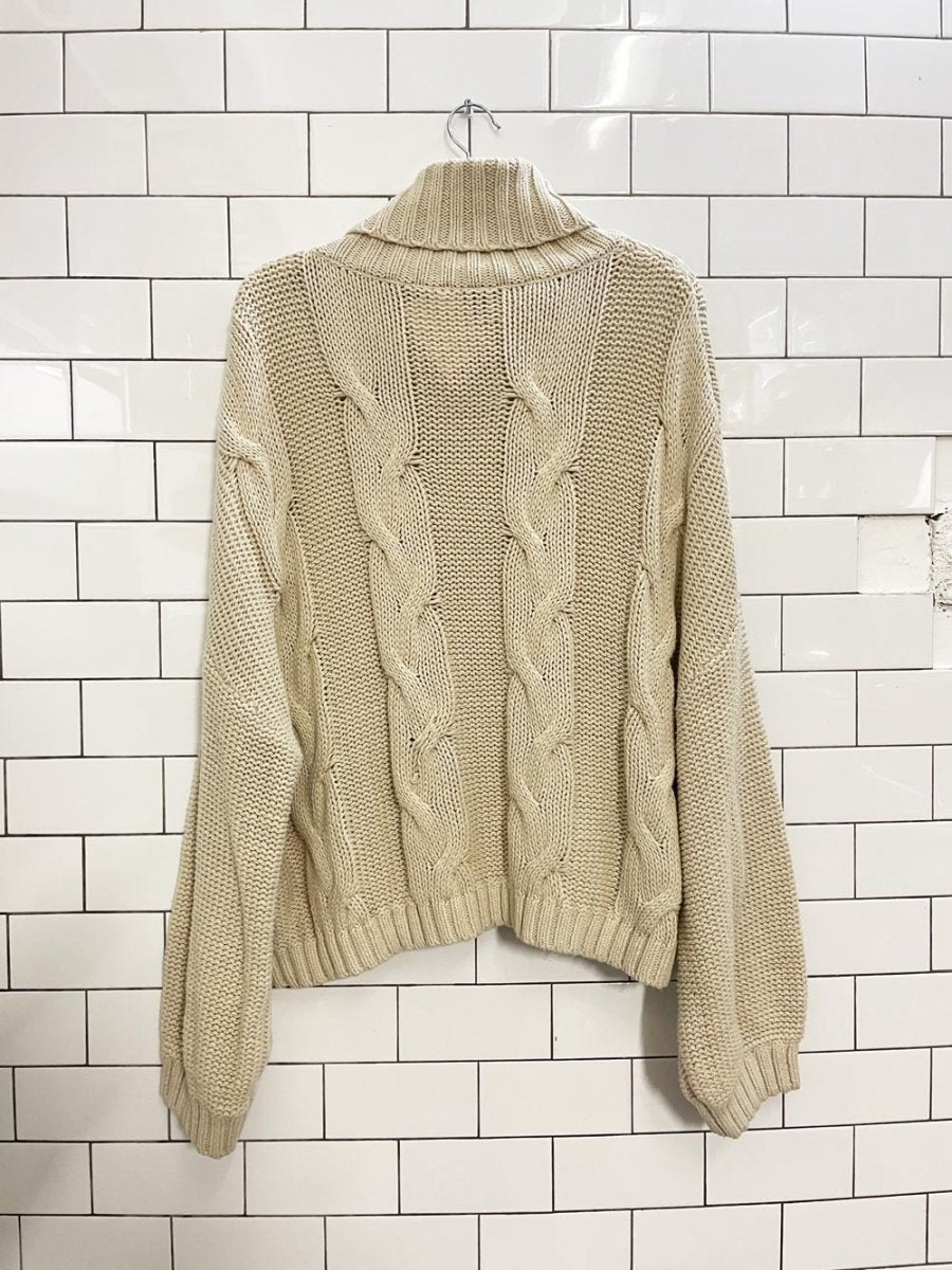 oversized slouchy cable knit turtleneck sweater - good market thrift store