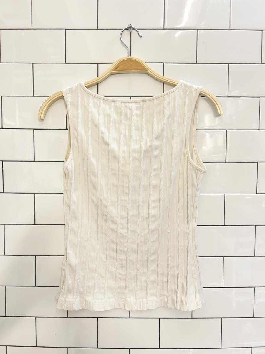 y2k anne fontaine square neck ribbed stretch tank - good market thrift store