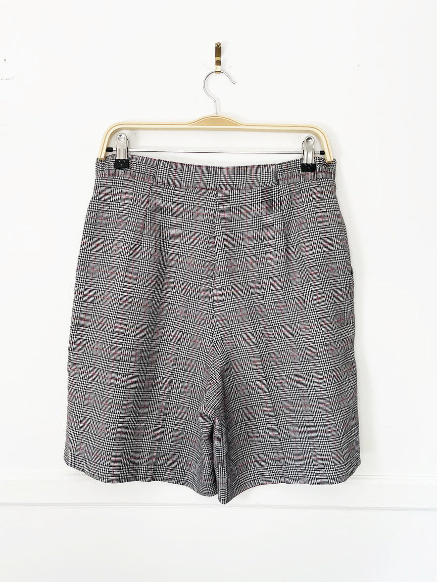 vintage natty houndstooth pleated high waist trouser shorts | made in usa