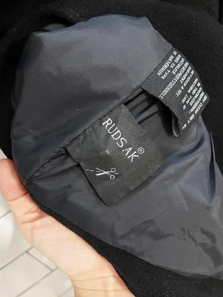 rudsak wool - blend short sleeve jacket with lamb leather - good market thrift store