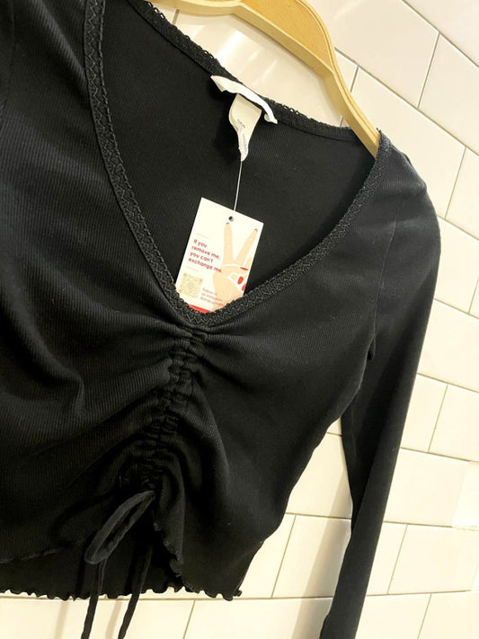 h&m baby rib cropped drawstring top - good market thrift store