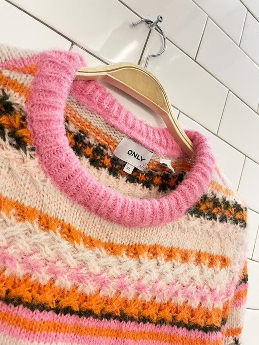 only mabel balloon sleeve striped knit sweater - good market thrift store