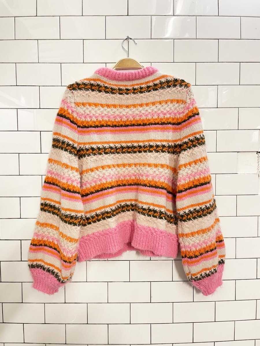 only mabel balloon sleeve striped knit sweater - good market thrift store