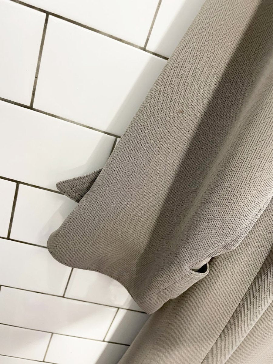 vintage utex herringbone pleated back minimal trench coat - good market thrift store