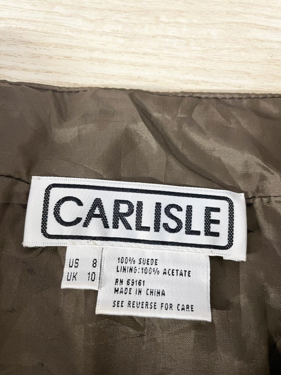 vintage 00s carlisle soft lamb suede snap button midi skirt - good market thrift store