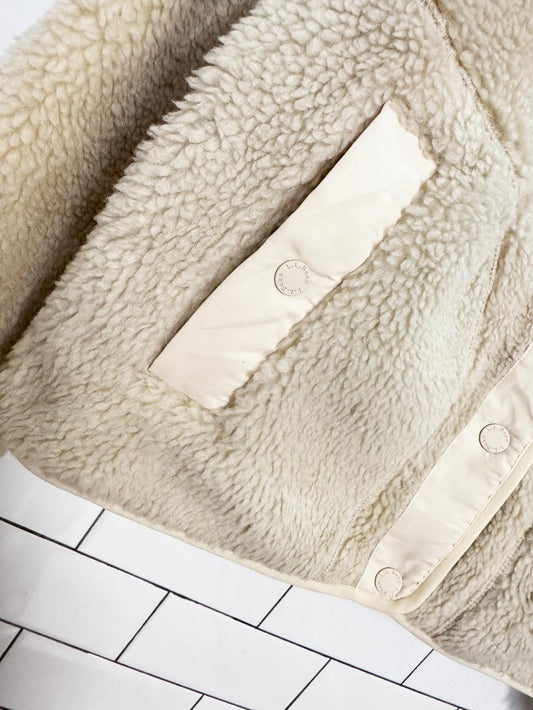 ll bean sherpa fleece snap button short jacket