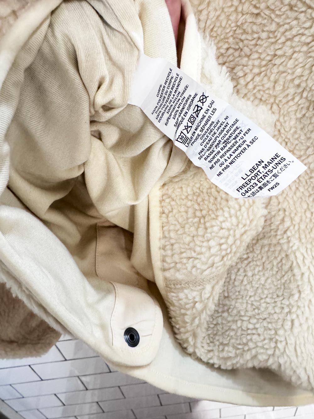 ll bean sherpa fleece snap button short jacket
