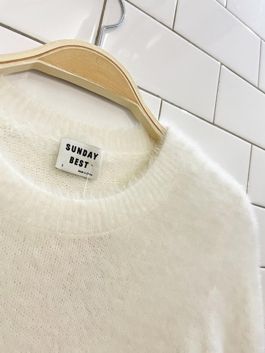 sunday best fuzzy kitten crop sweater - good market thrift store