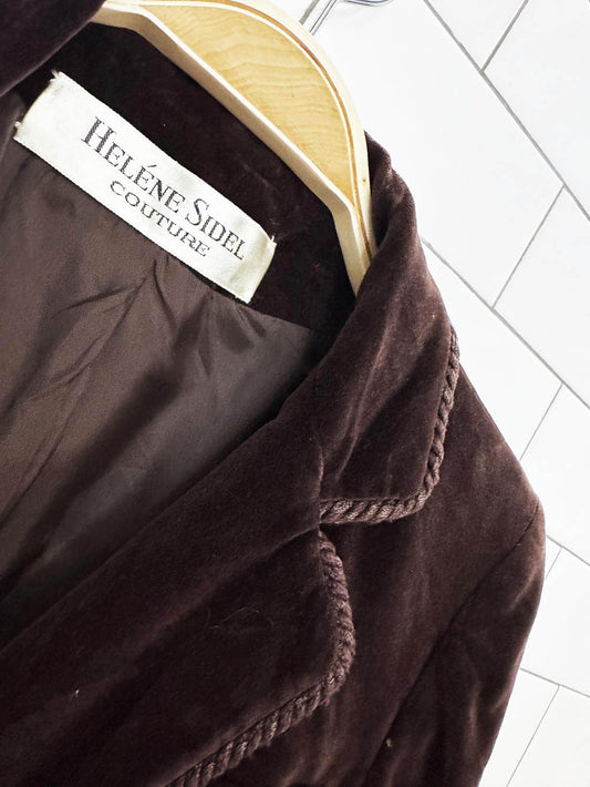 vintage 90s heléne sidel couture rope trim velvet riding jacket | blazer