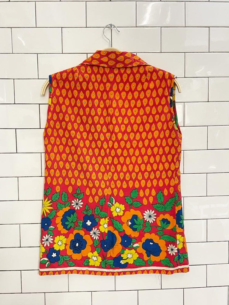 vintage 60s floral sleeveless shirt - good market thrift store