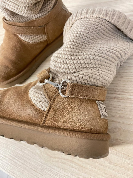 ugg purl strap chestnut knit sheepskin boot - good market thrift store