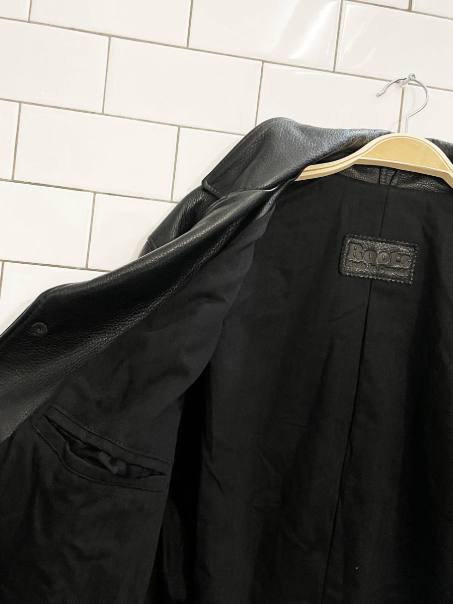 vintage 90s roots heavy leather button down jacket | made in Canada - good market thrift store